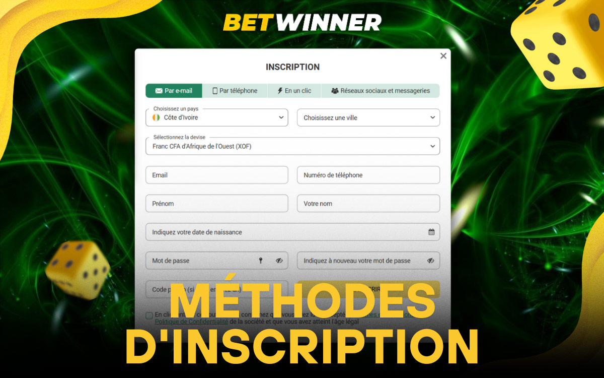 Betwinner Méthodes d'Inscription