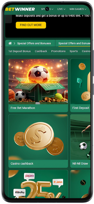 Betwinner Capture d'écran des promotions en cours